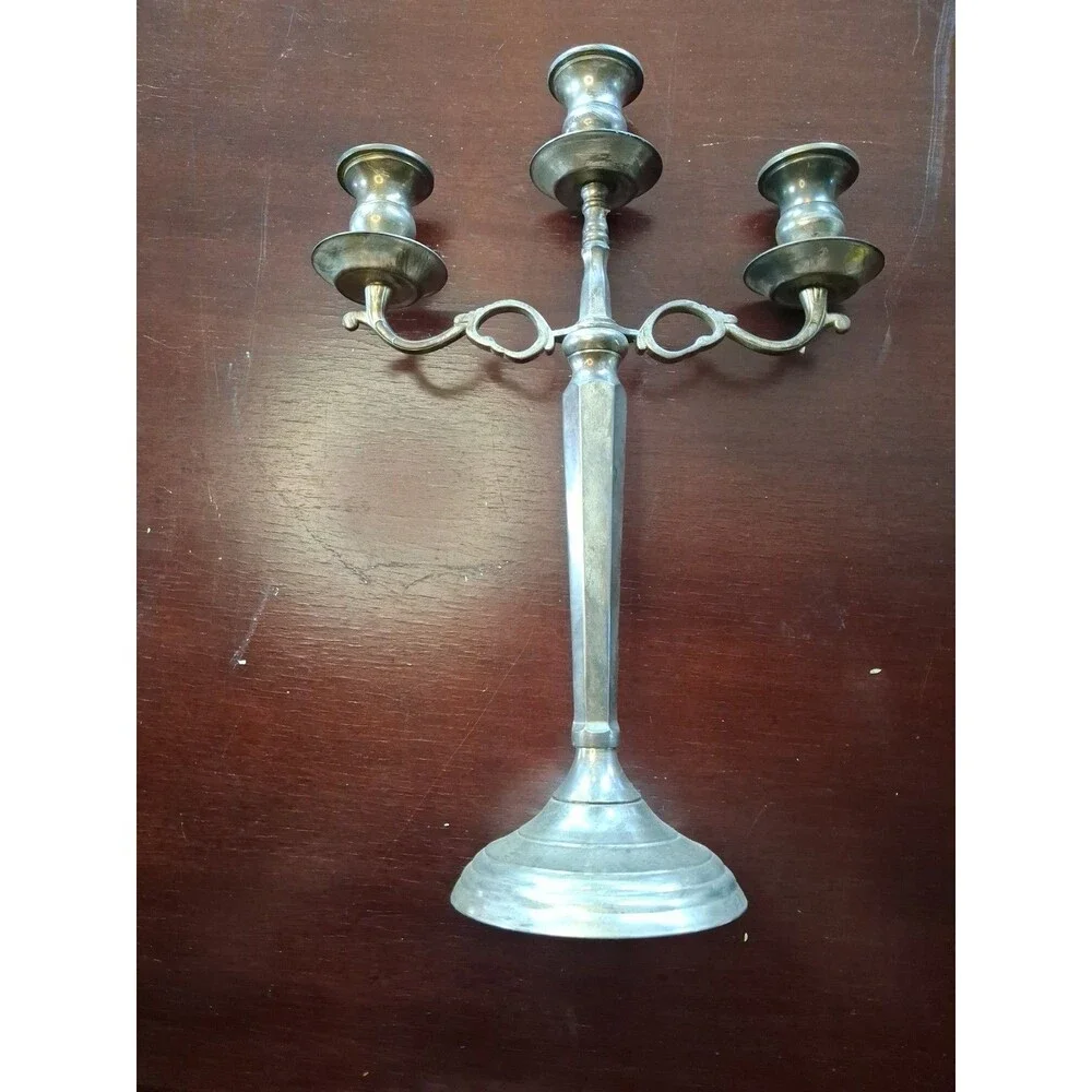 Vintage Godinger Silverplate Candelabras 3 Arm Holders Arms Silver Patina Rustic